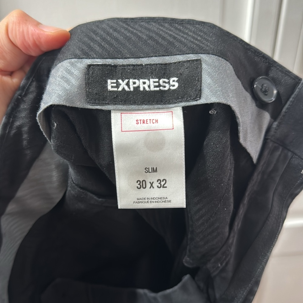 Express Men’s Stretch Slim Fit Trousers - Black (30 x 32) - Picture 6 of 6